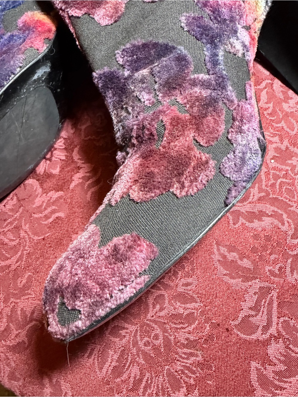 Stuart Weitzman Multicolor Floral Velvet Ankle Boots - Picture 7 of 15